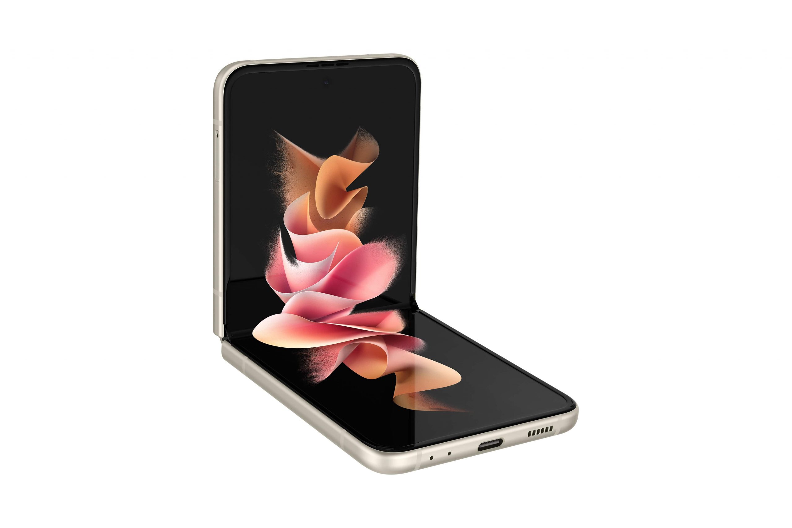 SM-F711_ZFlip3_5G_TableTopL30_Cream-min Samsung Galaxy Z Flip 3 cream