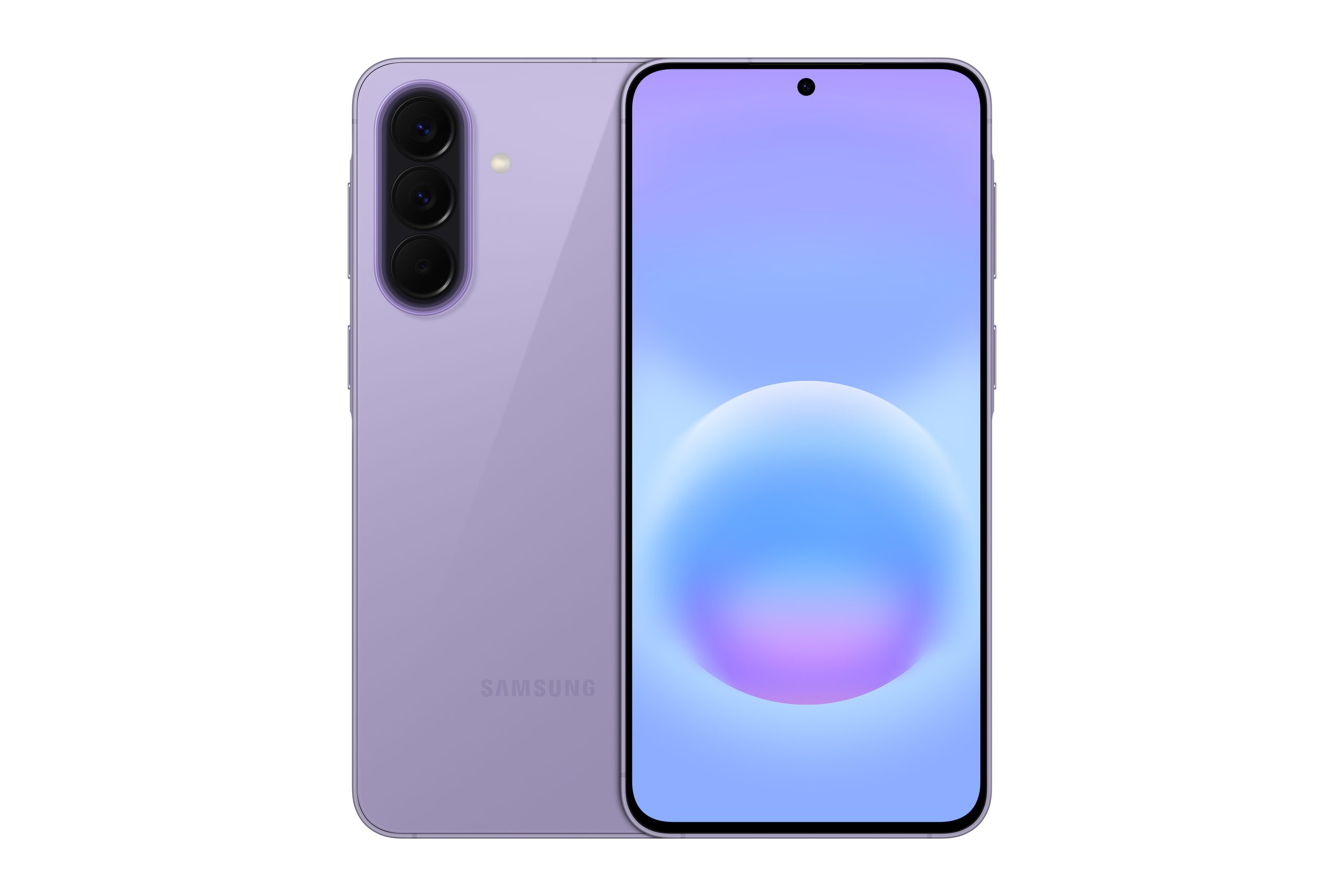 samsung a57, front back, lavender color