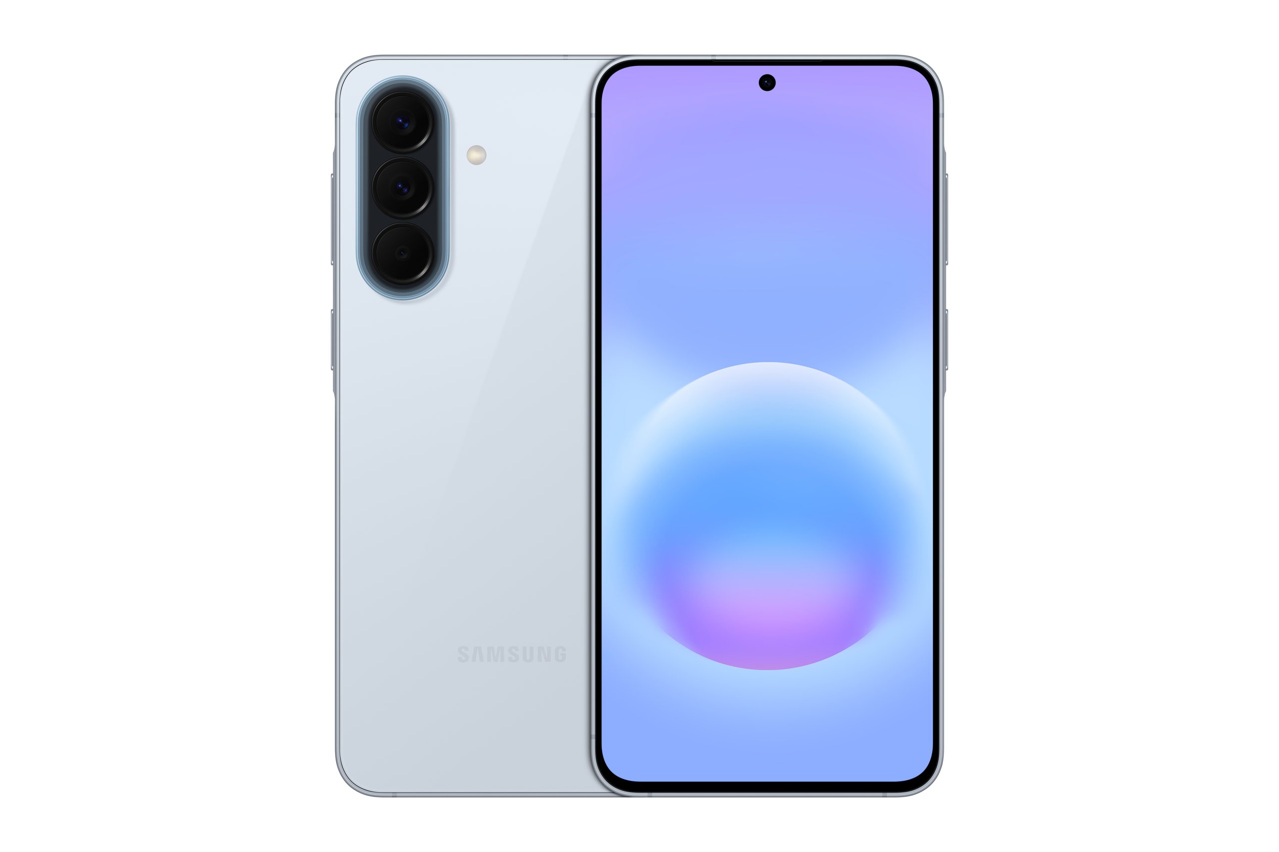 samsung a57, front back, icyblue color